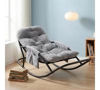 HomeMiYN Fauteuil à Bascule Extérieur, Rocking Chair Papasan avec Coussin et Cadre, Cadre en métal Soutien des Pas, pour Chambre, Salon, Terrasse, Jardin, Balcon, capacité de Charge 120 kg,Tissu rayé