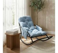 HomeMiYN Fauteuil à Bascule Extérieur, Rocking Chair Papasan avec Coussin et Cadre, Cadre en métal Soutien des Pas, pour Chambre, Salon, Terrasse, Jardin,capacité de Charge 120 kg,Tissu Technique