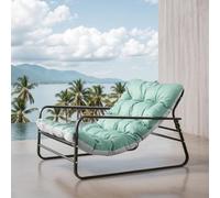 HomeMiYN Fauteuil Jardin Exterieur avec Coussin réversible, Imperméable, Anti-Rouille rembourrée en Acier pour 2 Personnes pour Terrasse Salon Balcon - Capacité de Charge maximale de 160 kg, Bleu