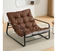 HomeMiYN Fauteuil Jardin Exterieur avec Coussin réversible, Imperméable, Anti-Rouille rembourrée en Acier pour 2 Personnes Terrasse Salon Balcon- Capacité de Charge maximale de 160 kg, Marron+Gris