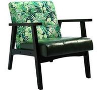 HOMEMIYN Fauteuil vintage , cuir synthétique et lin, Imprimé noir et rouge