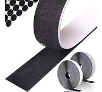 homenatur Scratch Autocollant Double Face - 50mm x 5m Noir - Belcro Adhésif Puissant - Ruban Bande Scracht Crochet et Boucle Adhésifs - Rond Pastille Adhesive Collant Point Monnaies
