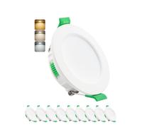 HOMEOW Spot LED Encastrable 55mm - 68mm Trou, 4W Extra Plat | Spots de Plafond Salle de Bain, Blanc Chaud 2700K Neutre 4000K Froid 6000K Reglable, IP44 Etanche, Lot de 10