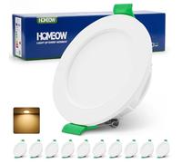 HOMEOW Spot LED Encastrable Extra Plat Trou 55mm - 68mm 220V 4W 380LM | Blanc Chaud 2700K Spots de Plafond Encastrable Downlight IP44 Etanche Spot Salle de Bain pour Chambre Cuisine Lot de 10