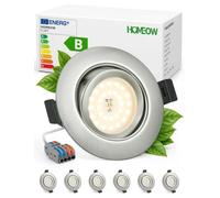 HOMEOW Spot Led Encastrable Noir Orientable Extra Plat Lumiere Plafond Interieur IP44 Salle de Bain, Spote Trou 68mm - 80mm Reglable Lampe 230V 4.7W 760LM Pivotant 4000K Blanc Neutre, Pack de 6