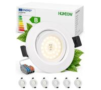 HOMEOW Spot Led Encastrable Noir Orientable Extra Plat Lumiere Plafond Interieur IP44 Salle de Bain, Spote Trou 68mm - 80mm Reglable Lampe 230V 4.7W 760LM Pivotant 4000K Blanc Neutre, Pack de 6