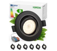 HOMEOW Spot Led Encastrable Noir Orientable Extra Plat Lumiere Plafond Interieur IP44 Salle de Bain, Spote Trou 68mm - 80mm Reglable Lampe 230V 4.7W 760LM Pivotant 4000K Blanc Neutre, Pack de 6
