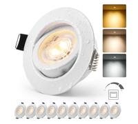 HOMEOW Spot Led Encastrable Salle de Bain Dimmable Blanc Orientable Extra Plat Trou 68mm - 80mm IP44 6W 230V, Spot de Plafond pour Cuisine Salon Chambre, Blanc Chaud/Neutre/Froid Réglable, Lot de 10