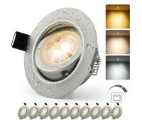 HOMEOW Spot Led Encastrable Salle de Bain Dimmable Nickel Orientable Extra Plat Trou 68mm - 80mm IP44 6W 230V, Spot de Plafond pour Cuisine Salon Chambre, Blanc Chaud/Neutre/Froid Réglable, Lot de 10