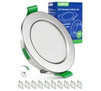HOMEOW Spots de Plafond Dimmable Nickel Extra Plat 4W | 55mm - 68mm Trou Spot LED Encastrable, IP44 Etanche Salle de Bain Blanc Chaud Neutre Froid, Lot de 10
