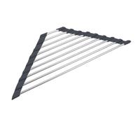 Homeponnew Égouttoir à vaisselle triangulaire pour évier de cuisine, support pliable en acier inoxydable, organiseur enroulable pour économiser de l'espace avec silicone résistant à la chaleur, gris