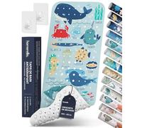 homerella Tapis de Bain Antidérapant Bébé Enfant 100x40cm avec 2 Crochets | Antibactérien, 100% sans BPA & Résistant aus Moissures, Tapis antidérapant baignoire, Lavable en Machine
