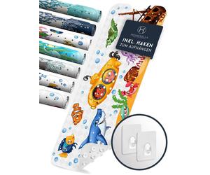 Homerella® Tapis de bain antidérapant enfants 100x40cm - 100% BPA libre Avec 2 crochets pour accrocher - Tapis de bain antidérapant bébé sensible à la peau