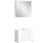 Homes & Jones Ensemble de Salle de Bains 2 pièces avec éclairage VIRA (lxhxp : 82 x 190 x 34 cm), Coloris mélamine Blanc/Blanc Brillant