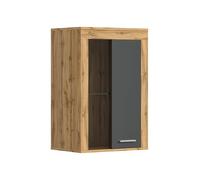 Homes & Jones Vitrine Jam (lxhxp : env. 60x86x35 cm), Coloris chêne wotan/Gris