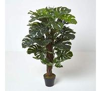 HOMESCAPES Arbre Artificiel Fausse Plante Verte Monstera en Pot, 120 cm