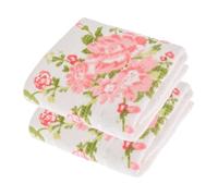 HOMESCAPES Carré éponge Imprimé Motif Floral 100% Coton égyptien 30 x 30 cm Crème - Lot de 2