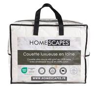 HOMESCAPES Couette Chaude en Laine Naturelle thermorégulatrice et Anti acarien, Couette 200x200 cm, Automne/Hiver - Certifié Oeko-Tex Standard 100