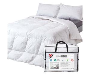 HOMESCAPES Couette été légère 200x220 cm en Plumes et Duvet d’oie 4.5 Tog - Lavable en Machine - 1 à 2 Personnes