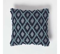 HOMESCAPES Coussin Bleu Marine et Turquoise Tula, Coussin déco géométrique 45x45 cm