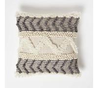 HOMESCAPES Coussin bohème Kilim en Coton et Laine Lindi, Coussin carré 45x45 cm, Coussin décoratif berbère