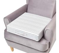 HOMESCAPES Coussin d’Assise déhoussable en Coton, Coussin rehausseur de Chaise et Fauteuil, 50x50x10 cm Gris rayé