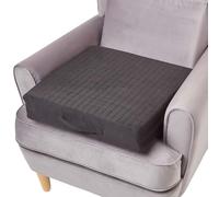 HOMESCAPES Coussin d’Assise déhoussable en suédine, Coussin rehausseur de Chaise et Fauteuil, 50x50x10 cm Noir