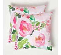 HOMESCAPES Coussin d’extérieur imperméable Pivoines, Coussin de Jardin carré 45x45 cm, Décoration Jardin extérieur - Lot de 2