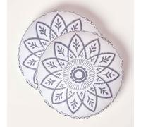 HOMESCAPES Coussin d’extérieur imperméable Rond Henna, Coussin de Jardin Rond 40 cm, Décoration Jardin extérieur - Lot de 2
