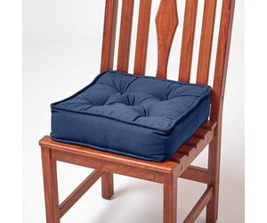 HOMESCAPES Coussin d'assise bleu foncé - Rehausseur/coussin de chaise 40 x 40 cm avec housse en coton