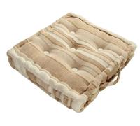 HOMESCAPES Coussin de Chaise ou Réhausseur Beige en 100% Coton de 40 x 40 x 8 cm appartenant à la Collection Stripes
