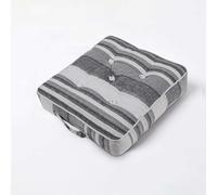 HOMESCAPES Coussin de Chaise ou Réhausseur Gris en 100% Coton de 40 x 40 x 8 cm appartenant à la Collection Stripes