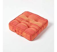 HOMESCAPES Coussin de Chaise ou Réhausseur Orange en 100% Coton de 40 x 40 x 8 cm appartenant à la Collection Stripes