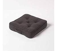 HOMESCAPES Coussin de Sol - Galette de Chaise - Noir 40x40x8cm - Collection Rajput 100% Coton