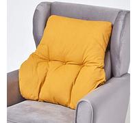 HOMESCAPES Coussin Ergonomique Lombaire, Coussin de positionnement Soutien du Dos en Coton, pour Chaise, Fauteuil et Voiture, Jaune Moutarde, 58 x 68 x 15 cm
