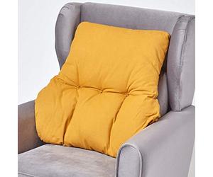 HOMESCAPES Coussin Ergonomique Lombaire, Coussin de positionnement Soutien du Dos en Coton, pour Chaise, Fauteuil et Voiture, Jaune Moutarde, 58 x 68 x 15 cm