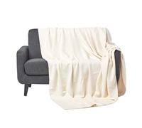 HOMESCAPES Couverture en Coton Bio - Naturel, Plaid nid d’Abeille 230 x 280 cm