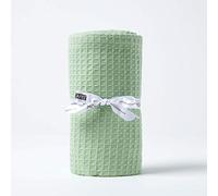 HOMESCAPES Couverture en Coton Bio - Vert Clair, Plaid nid d’Abeille 125 x 150 cm