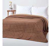HOMESCAPES Couverture matelassée réversible qualité supèrieure 150 x 200 cm de Couleur Chocolat/Beige Faites en Pur Coton garnissage 100% Polyester