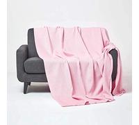 HOMESCAPES Couverture Rose écologique en Pur Coton Gaufre de 230 x 250 cm