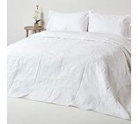 HOMESCAPES - Couvre-lit Blanc matelassé Motif en Relief - 260 x 260 cm
