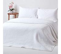 HOMESCAPES - Couvre-lit Blanc matelassé Motif en Relief arabesques Florales - 260 x 260 cm
