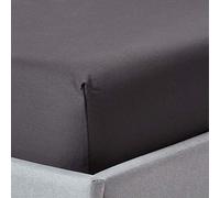 HOMESCAPES Drap Housse 100x200 cm, Bonnet 30 cm et Jupe élastique, 100% Satin de Coton égyptien 1000 Fils, Coloris Gris foncé