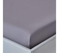 HOMESCAPES Drap Housse 120x190 cm, Bonnet 30 cm et Jupe élastique, 100% Coton égyptien 200 Fils, Coloris Gris foncé