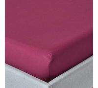 HOMESCAPES Drap Housse 140x190 cm, Bonnet 30 cm et Jupe élastique, 100% Coton égyptien 200 Fils, Coloris Bordeaux