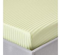 HOMESCAPES Drap Housse 140x190 cm, Bonnet 30 cm et Jupe élastique, Drap de lit en Percale de Coton 330 Fils, Coloris Vert Clair