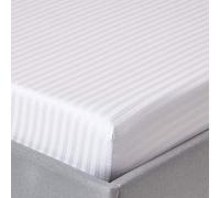 HOMESCAPES Drap Housse 140x200 cm, Bonnet 30 cm et Jupe élastique, Drap de lit en Percale de Coton 330 Fils, Coloris Blanc