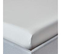HOMESCAPES Drap Housse 150x200 cm, Bonnet 46 cm et Jupe élastique, 100% Coton égyptien 200 Fils, Coloris Gris