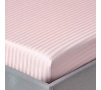 HOMESCAPES Drap Housse 180x200 cm, Bonnet 30 cm et Jupe élastique, en Percale de Coton 330 Fils, Coloris Rose