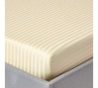 HOMESCAPES Drap Housse 180x200 cm, Bonnet 30 cm et Jupe élastique, en Percale de Coton 330 Fils, Coloris Jaune Pastel